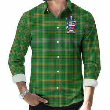 Elliott Irish Clan Tartan Long Sleeve Button Up with Coat of Arms Men's Shirt - Tartan Vibes Clothing