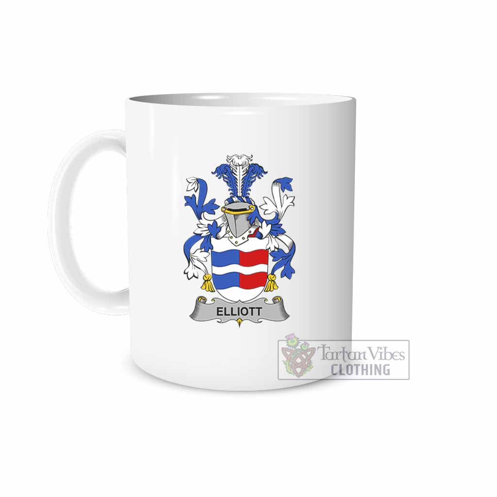 Elliott Irish Clan Coat of Arms Ceramic Mug White - 2D-tartanvibesclothing
