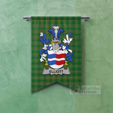 Tartan Vibes Clothing Elliott Irish Clan Tartan Gonfalon, Tartan Banner with Coat of Arms