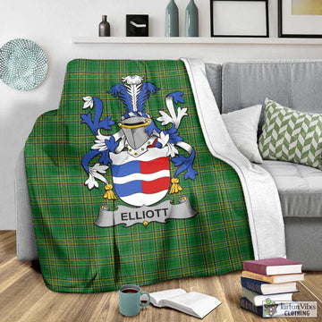 Tartan Vibes Clothing Elliott Irish Clan Tartan Blanket with Coat of Arms