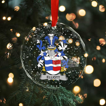 Tartan Vibes Clothing Elliott Irish Clan Christmas Glass Ornament with Coat of Arms