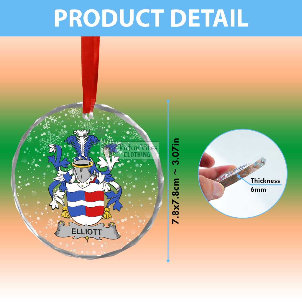 Tartan Vibes Clothing Elliott Irish Clan Christmas Glass Ornament with Coat of Arms