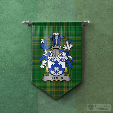 Ellmer Irish Clan Tartan Gonfalon, Tartan Banner with Coat of Arms