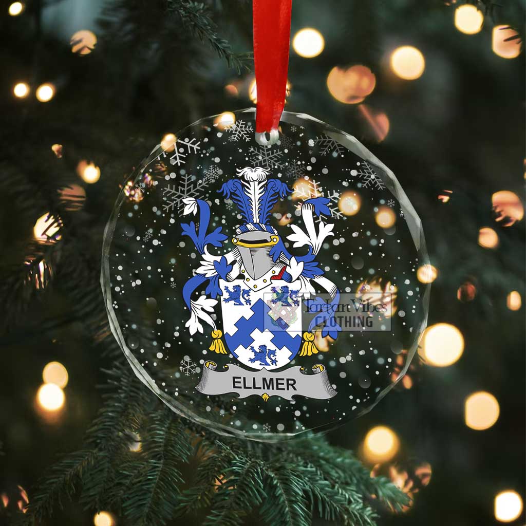 Ellmer Irish Clan Christmas Glass Ornament with Coat of Arms - 2D-tartanvibesclothing