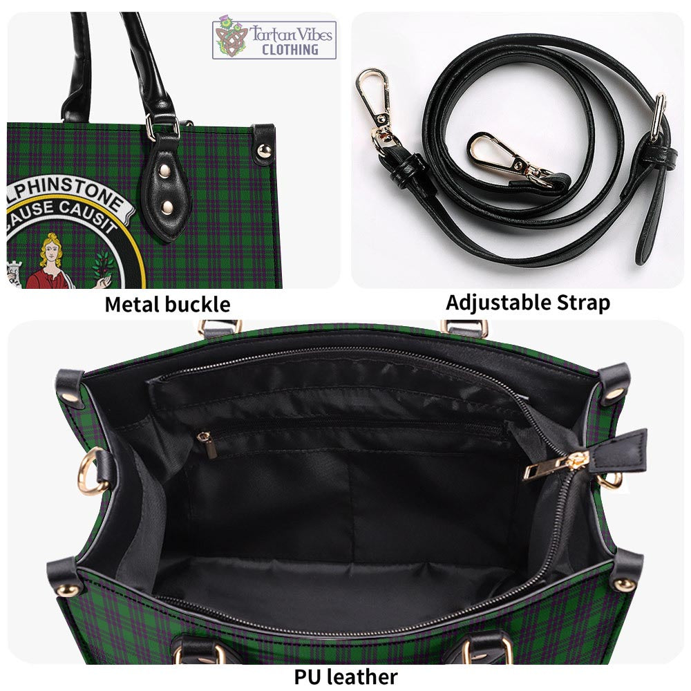 Elphinstone Tartan Luxury Leather Handbags with Family Crest - Tartan Vibes Clothing