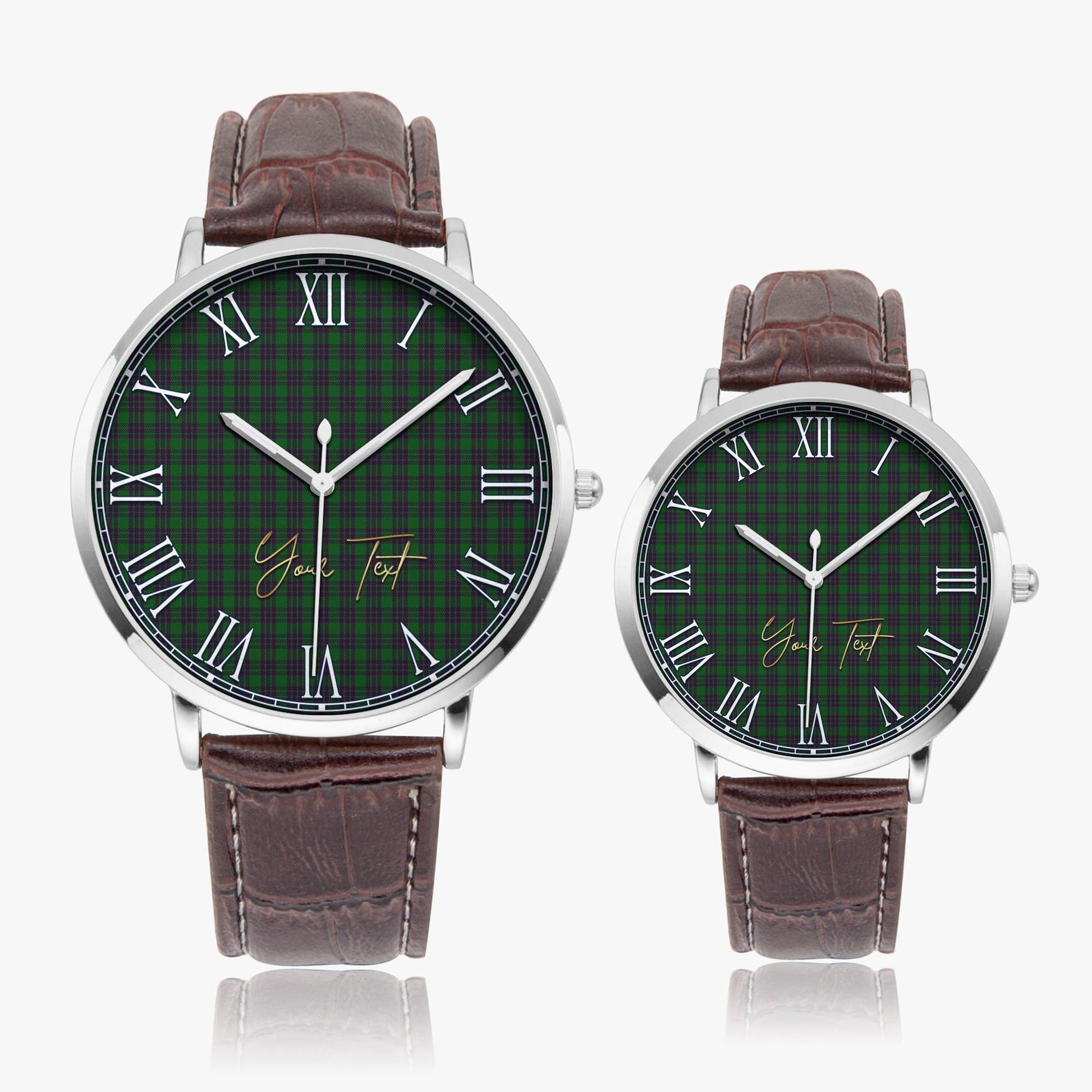 Elphinstone Tartan Personalized Your Text Leather Trap Quartz Watch - Tartan Vibes Clothing