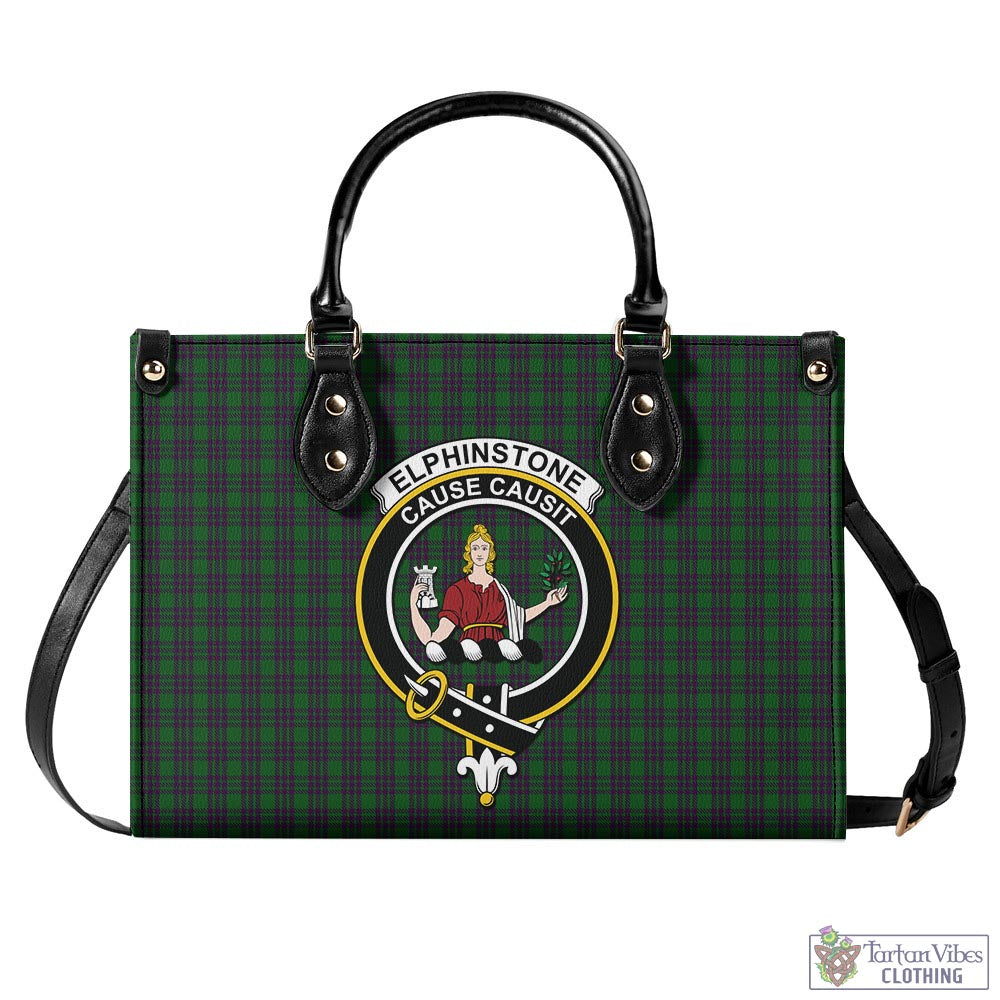 Elphinstone Tartan Luxury Leather Handbags with Family Crest - Tartan Vibes Clothing