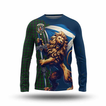 Elphinstone Tartan Family Crest Long Sleeve T-Shirt with Scottish Majestic Lion Unisex - Tartan Vibes Clothing
