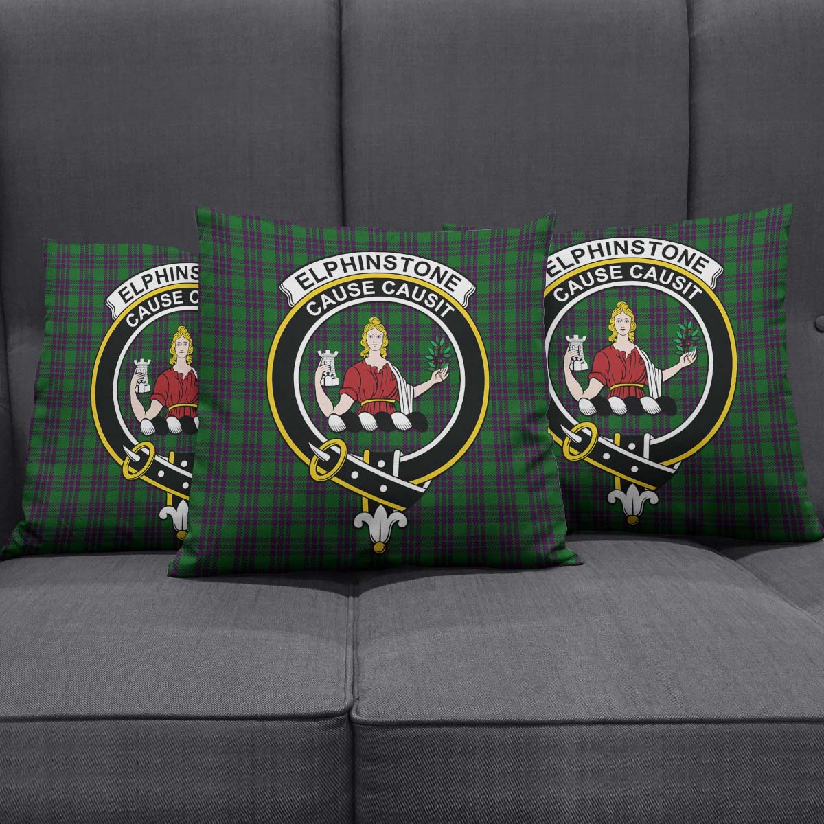 Elphinstone Tartan Pillow Cover with Family Crest Rectangle Pillow Cover 51*91cm - Tartan Vibes Clothing