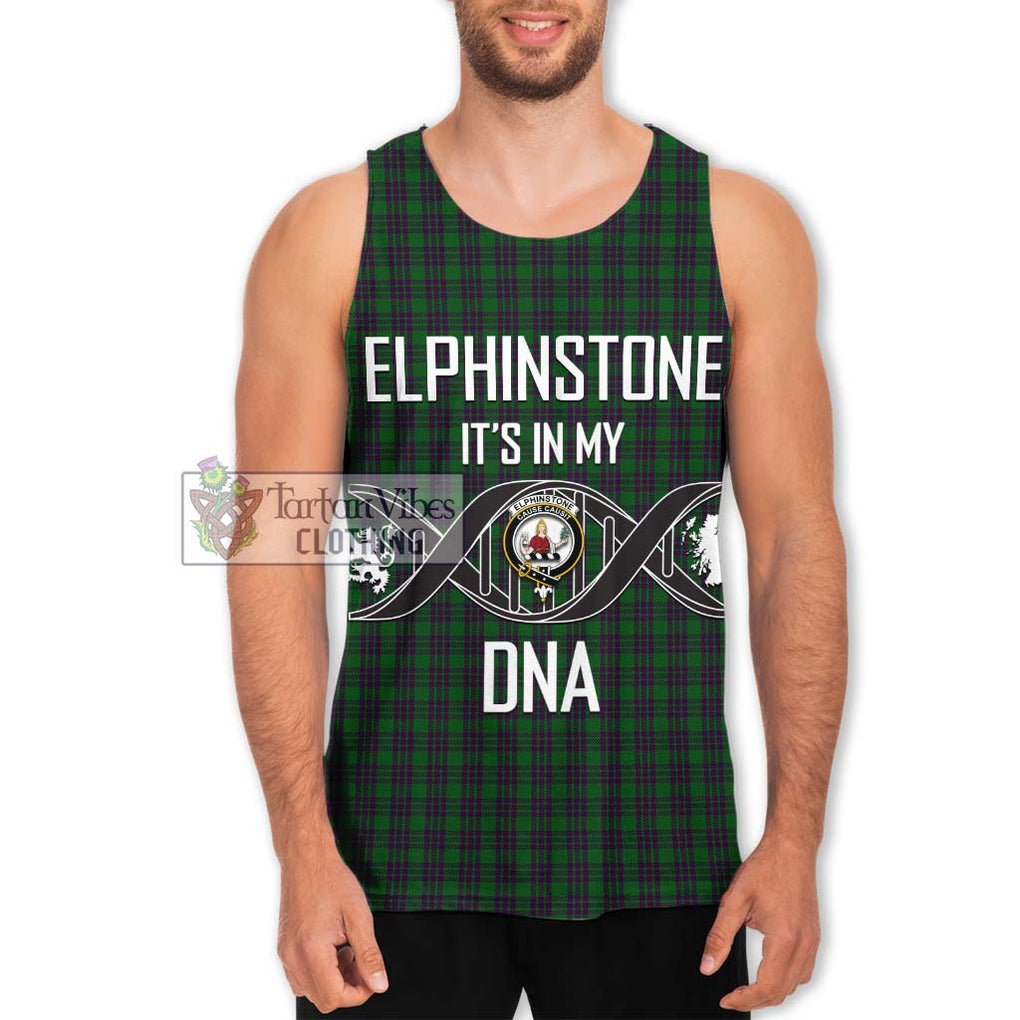 Elphinstone Tartan Men's Tank Top with Family Crest DNA In Me Style Men - Tartan Vibes Clothing