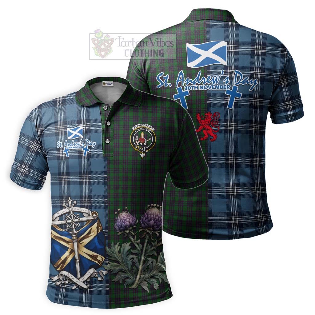 Elphinstone Tartan Polo Shirt Happy St. Andrew's Day Half Tartan Style Kid - Tartan Vibes Clothing