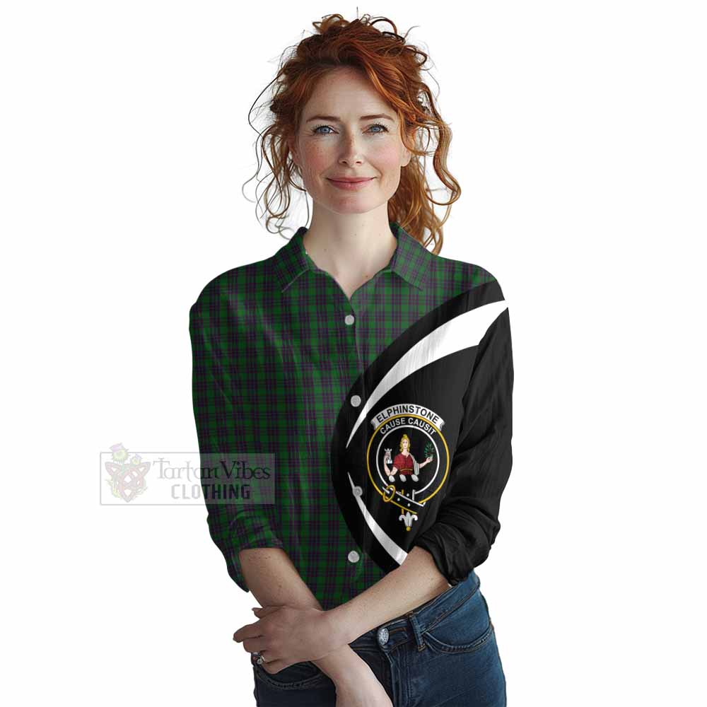 Elphinstone Tartan Women's Casual Shirt with Family Crest Circle Style Female - Tartan Vibes Clothing