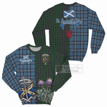 Elphinstone Tartan Sweatshirt Happy St. Andrew's Day Half Tartan Style Unisex - Tartan Vibes Clothing