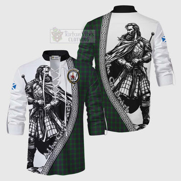 Elphinstone Tartan Clan Crest Ghillie Kilt Shirt with Highlander Warrior Celtic Style Men - Tartan Vibes Clothing