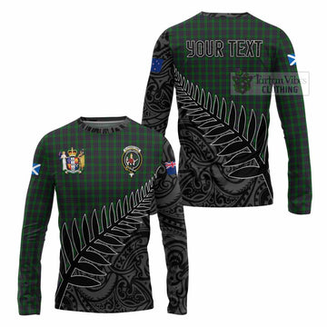 Tartan Vibes Clothing Elphinstone Crest Tartan Long Sleeve T-Shirt with New Zealand Silver Fern Half Style
