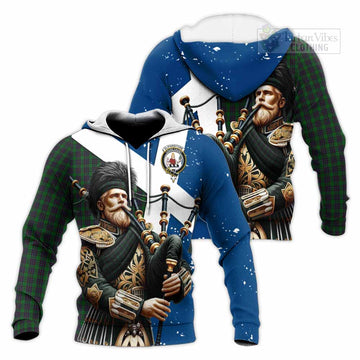 Elphinstone Tartan Knitted Hoodie with Family Crest Scottish Bagpiper Vibes Unisex Knitted Pullover Hoodie - Tartan Vibes Clothing