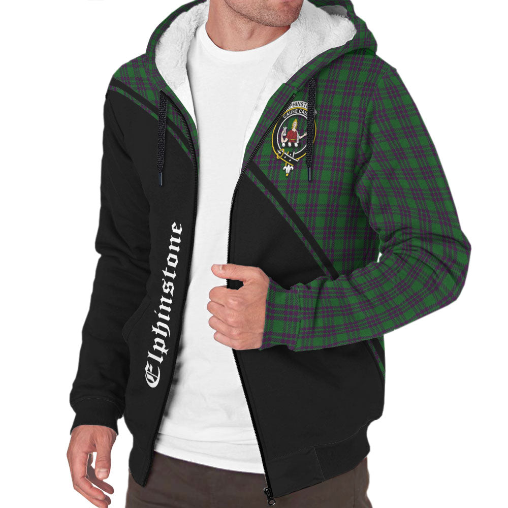 Elphinstone Tartan Sherpa Hoodie with Family Crest Curve Style Unisex - Tartan Vibes Clothing