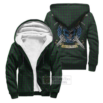 Elphinstone Tartan Sherpa Hoodie with Family Crest Celtic Skull Style Unisex S - Tartan Vibes Clothing