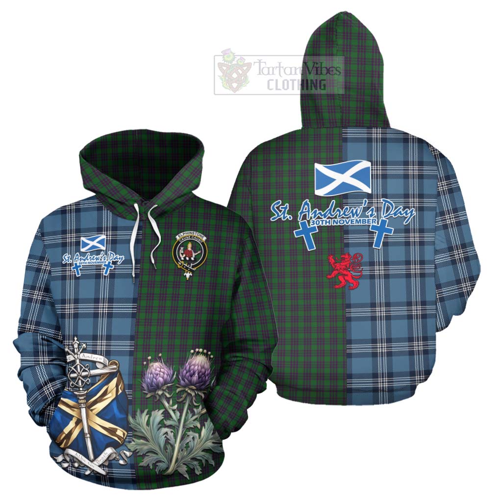 Elphinstone Tartan Hoodie Happy St. Andrew's Day Half Tartan Style Zip Hoodie - Tartan Vibes Clothing