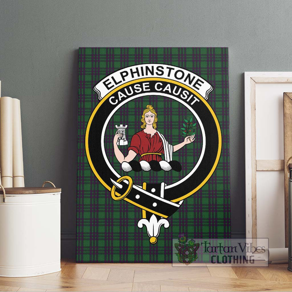 Elphinstone Tartan Canvas Print Wall Art with Family Crest Without Frame - Tartan Vibes Clothing