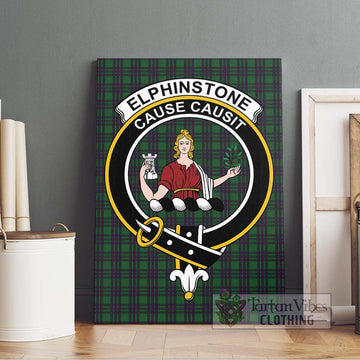 Elphinstone Tartan Canvas Print Wall Art with Family Crest Without Frame - Tartan Vibes Clothing