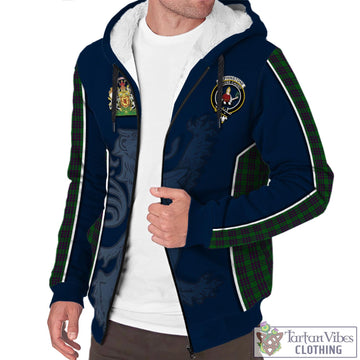 Elphinstone Tartan Sherpa Hoodie with Family Crest and Lion Rampant Vibes Sport Style Unisex - Tartan Vibes Clothing