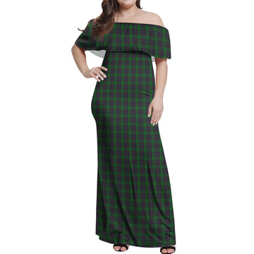 Elphinstone Tartan Off Shoulder Long Dress Women's Dress - Tartan Vibes Clothing