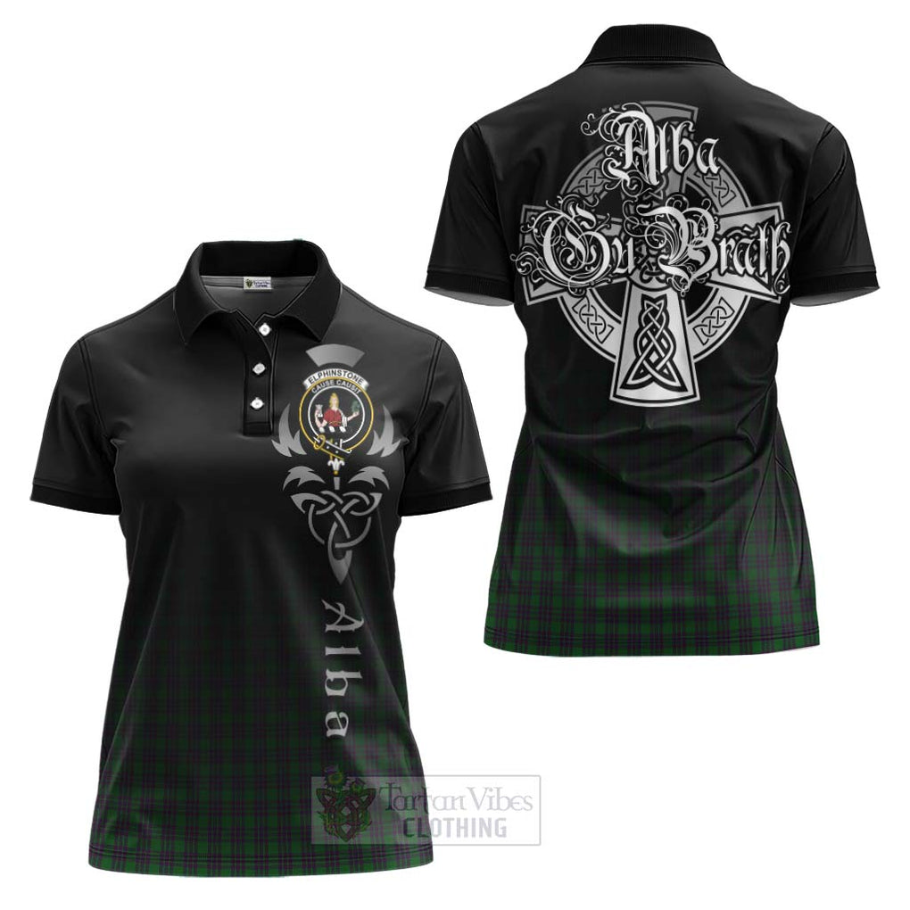 Elphinstone Tartan Women's Polo Shirt Featuring Alba Gu Brath Family Crest Celtic Inspired Women - Tartan Vibes Clothing