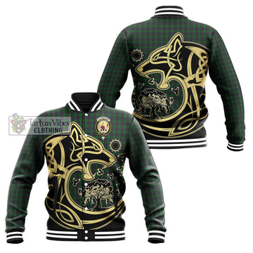 Elphinstone Tartan Baseball Jacket with Family Crest Celtic Wolf Style Unisex - Tartan Vibes Clothing