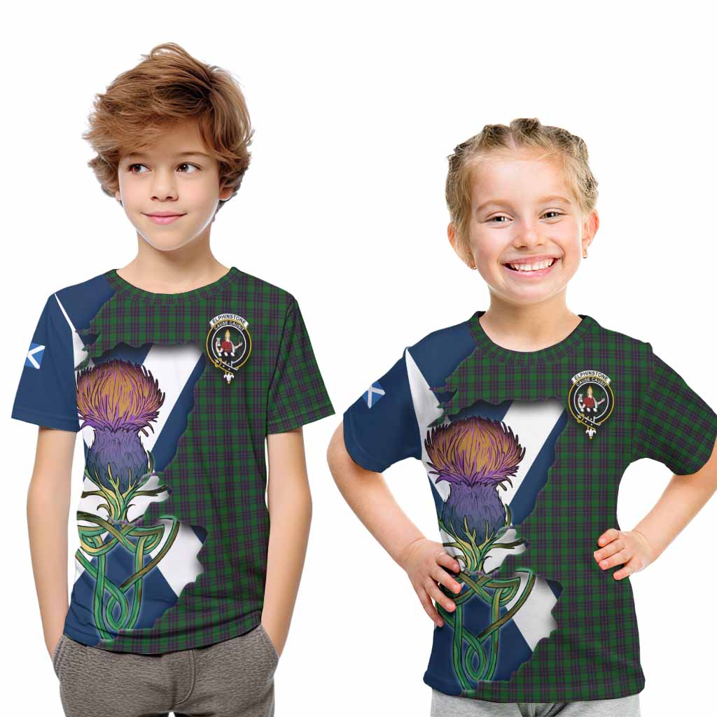 Elphinstone Tartan Family Crest Kid T-Shirt Scottish Thistle Celtic Inspired Youth XL Size14 - Tartan Vibes Clothing