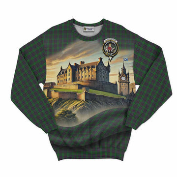 Elphinstone Tartan Family Crest Sweatshirt with Scottish Ancient Castle Style Unisex - Tartan Vibes Clothing