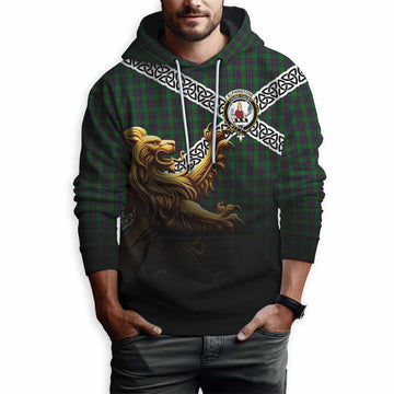 Elphinstone Crest Tartan Hoodie with Golden Lion Emblem Celtic Style Pullover Hoodie - Tartan Vibes Clothing