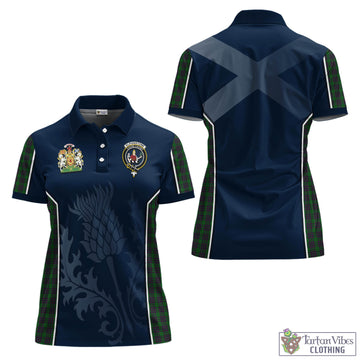 Elphinstone Tartan Women's Polo Shirt with Family Crest and Scottish Thistle Vibes Sport Style Women - Tartan Vibes Clothing