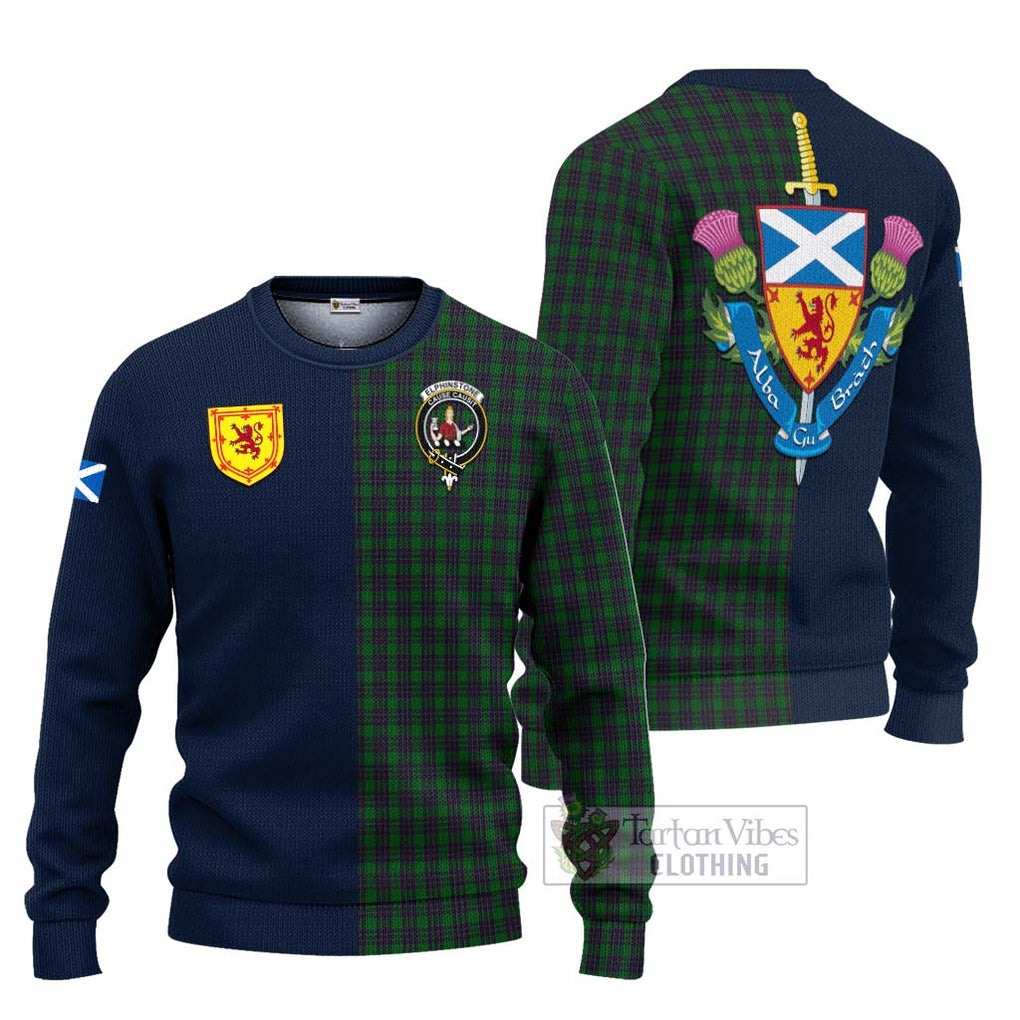 Elphinstone Tartan Ugly Sweater Alba with Scottish Lion Royal Arm Half Style Unisex - Tartan Vibes Clothing