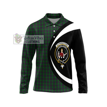 Elphinstone Tartan Long Sleeve Polo Shirt with Family Crest Circle Style Unisex - Tartan Vibes Clothing