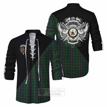 Elphinstone Tartan Ghillie Kilt Shirt with Family Crest and Military Logo Style Men - Tartan Vibes Clothing