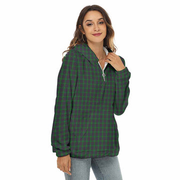 Elphinstone Tartan Women's Borg Fleece Hoodie with Half Zip Female - Tartan Vibes Clothing