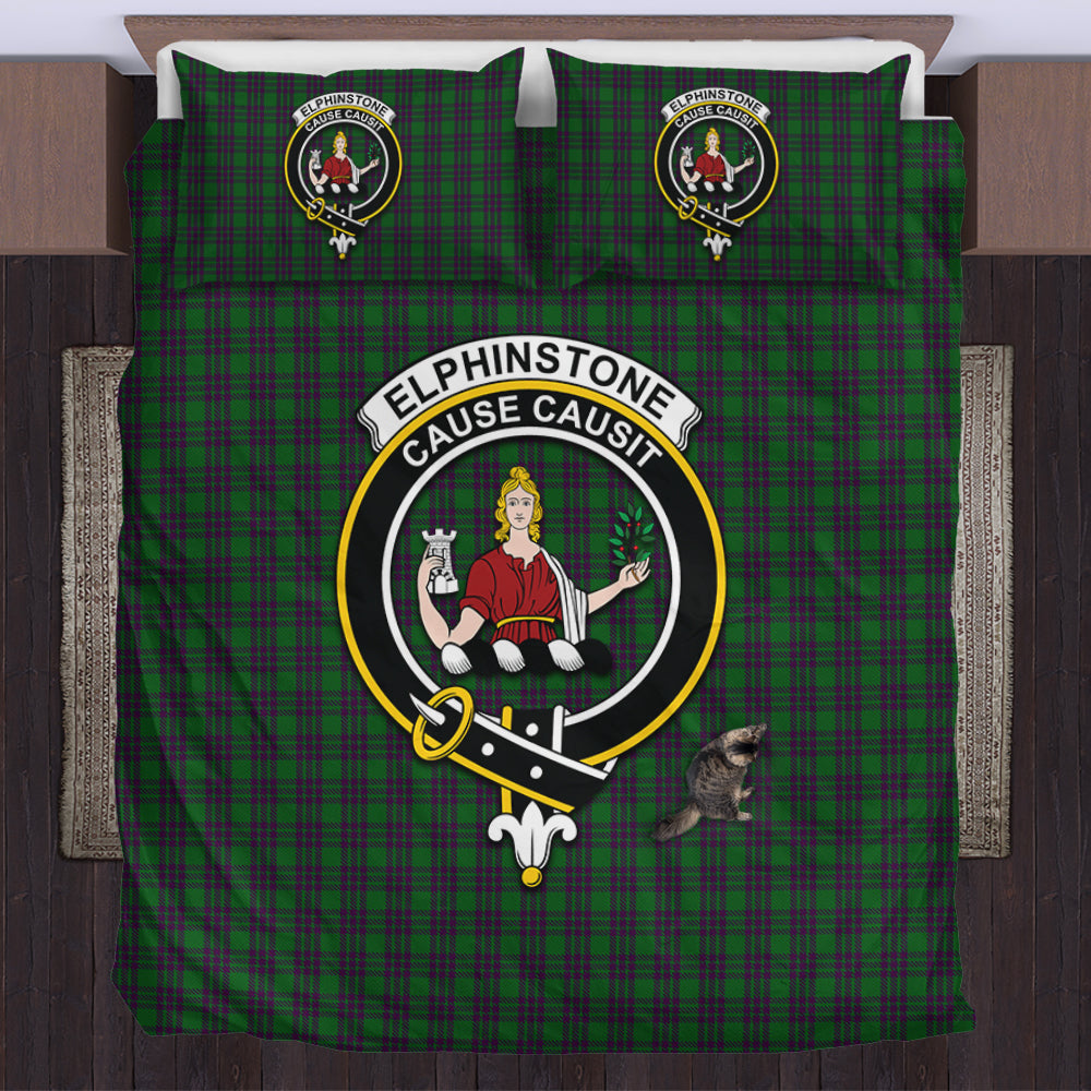 Elphinstone Tartan Bedding Set with Family Crest UK Bedding Set - Tartan Vibes Clothing