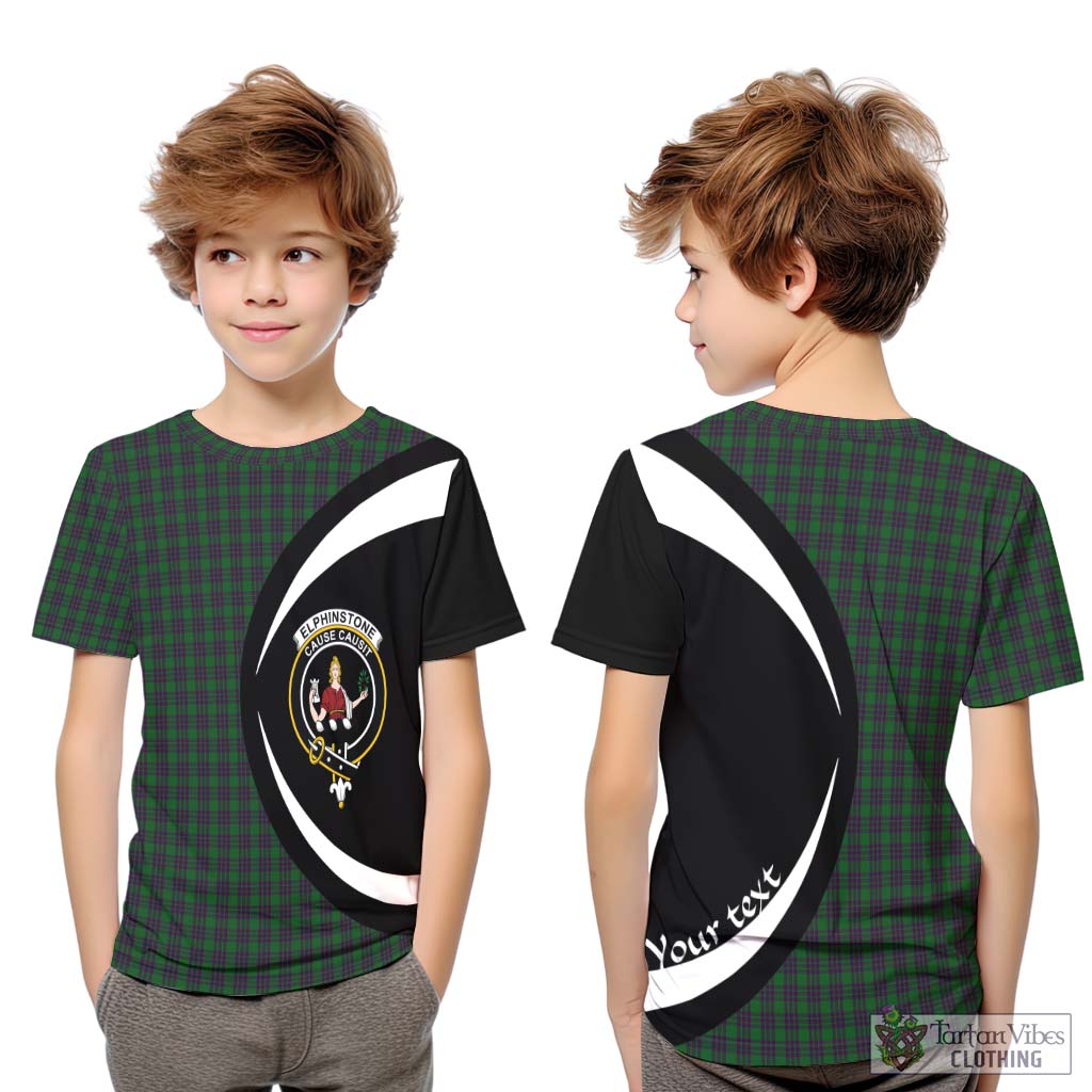 Elphinstone Tartan Kid T-Shirt with Family Crest Circle Style Youth XL Size14 - Tartan Vibes Clothing
