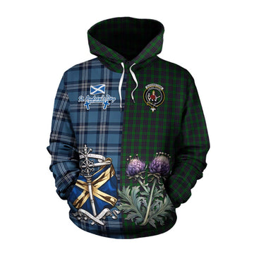 Elphinstone Tartan Cotton Hoodie Happy St. Andrew's Day Half Tartan Style Pullover Hoodie XS - Tartan Vibes Clothing