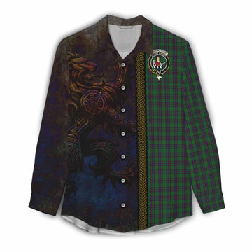 Elphinstone Tartan Family Crest Women's Casual Shirt Alba Gu Brath Be Brave Lion Ancient Style Female - Tartan Vibes Clothing