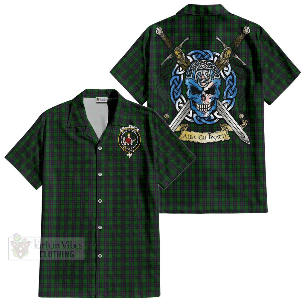 Elphinstone Tartan Hawaiian Shirt with Family Crest Celtic Skull Style Kid - Tartan Vibes Clothing