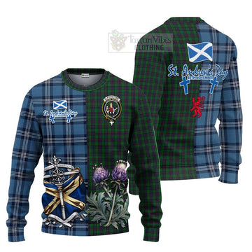 Elphinstone Tartan Knitted Sweater Happy St. Andrew's Day Half Tartan Style Unisex - Tartan Vibes Clothing