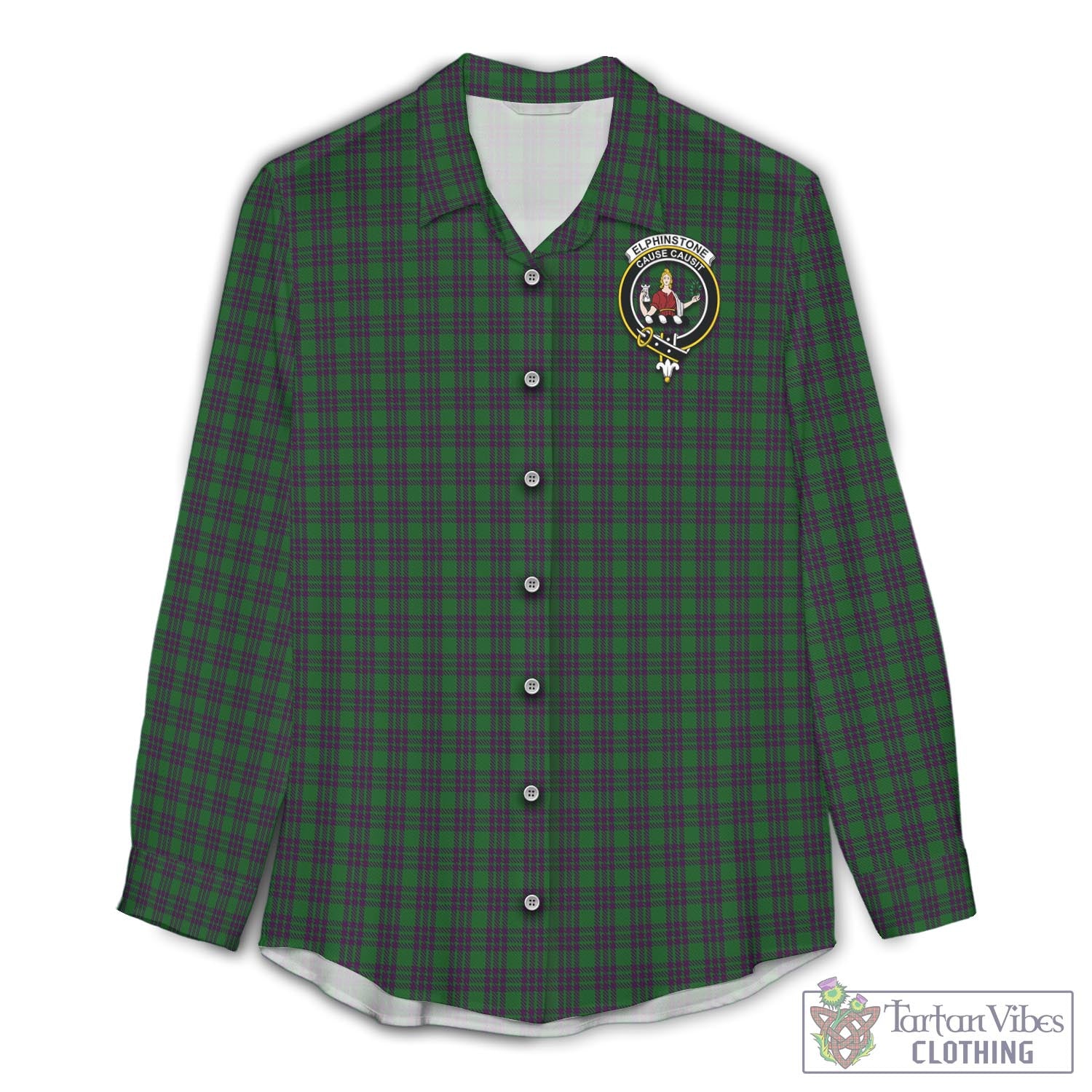 Elphinstone Tartan Women's Casual Shirt with Family Crest Female - Tartan Vibes Clothing