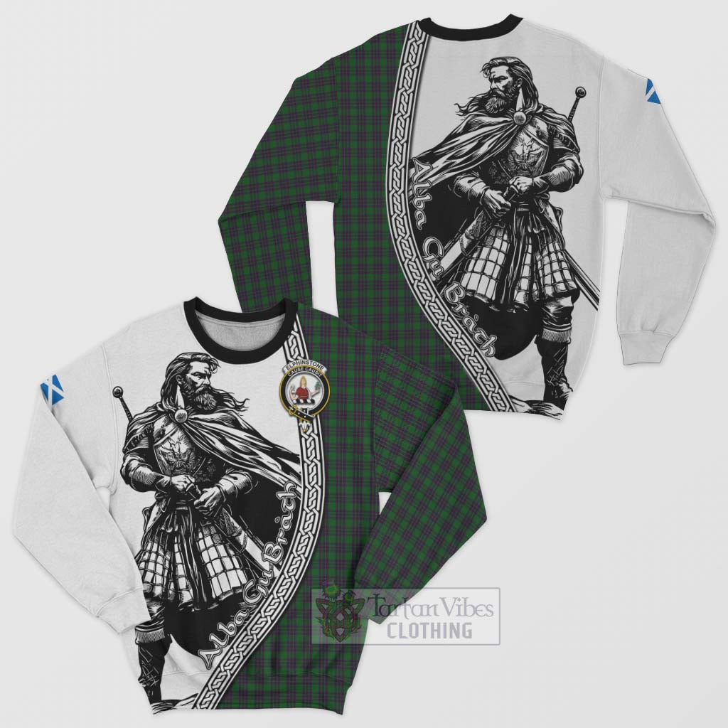Elphinstone Tartan Clan Crest Sweatshirt with Highlander Warrior Celtic Style Unisex - Tartan Vibes Clothing