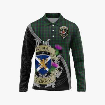 Elphinstone Tartan Family Crest Long Sleeve Polo Shirt Lion Rampant Royal Thistle Shield Celtic Inspired Unisex - Tartan Vibes Clothing