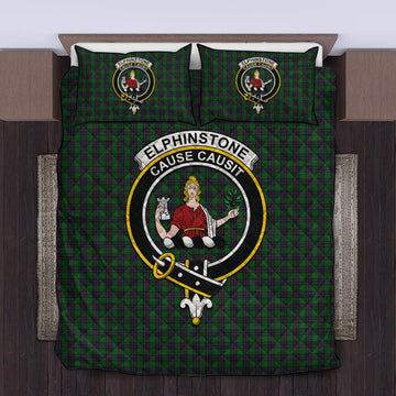Elphinstone Tartan Quilt Bed Set with Family Crest King - Tartan Vibes Clothing