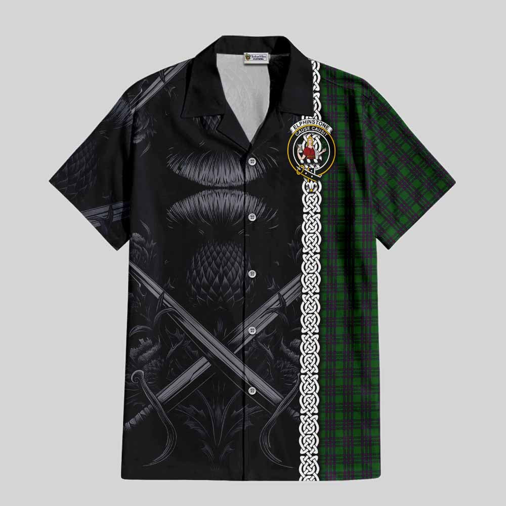 Elphinstone Tartan Hawaiian Shirt with Family Crest Cross Sword Thistle Celtic Vibes Kid - Tartan Vibes Clothing