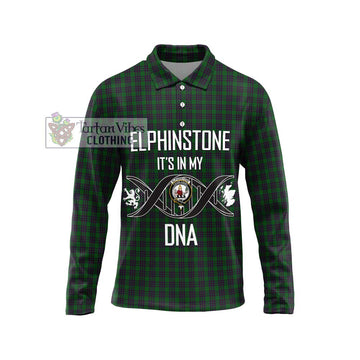 Elphinstone Tartan Long Sleeve Polo Shirt with Family Crest DNA In Me Style Unisex - Tartan Vibes Clothing