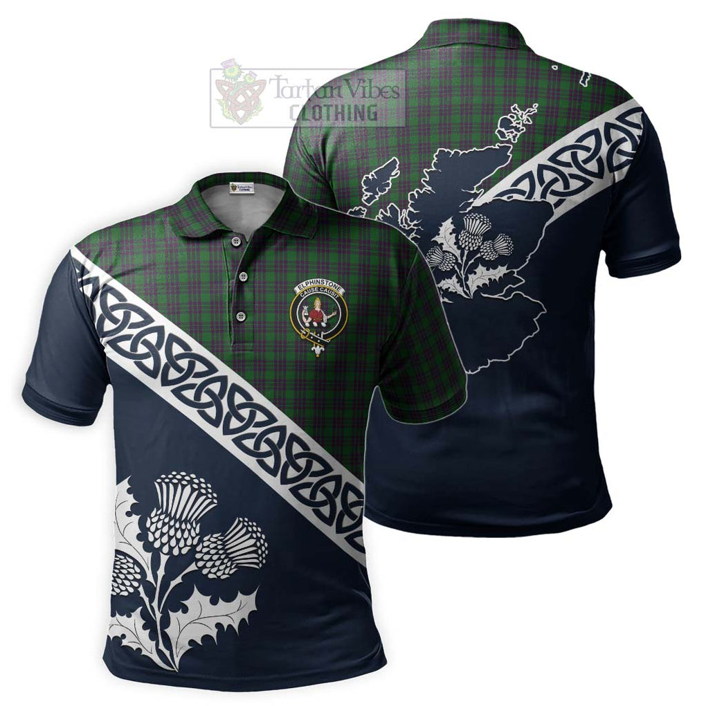 Elphinstone Tartan Polo Shirt Featuring Thistle and Scotland Map Kid - Tartanvibesclothing Store